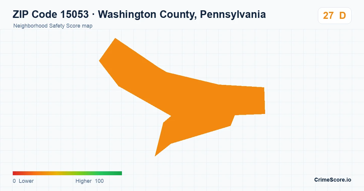 ZIP Code 15053 in Washington County, Pennsylvania neighborhood Safety Score map
