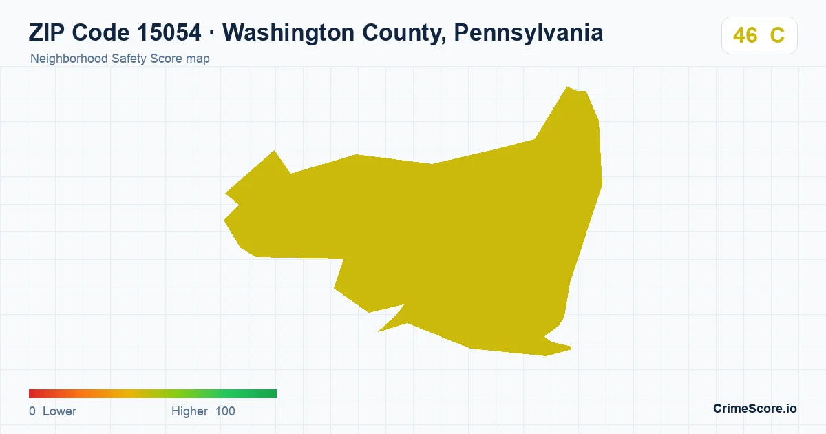 ZIP Code 15054 in Washington County, Pennsylvania neighborhood Safety Score map
