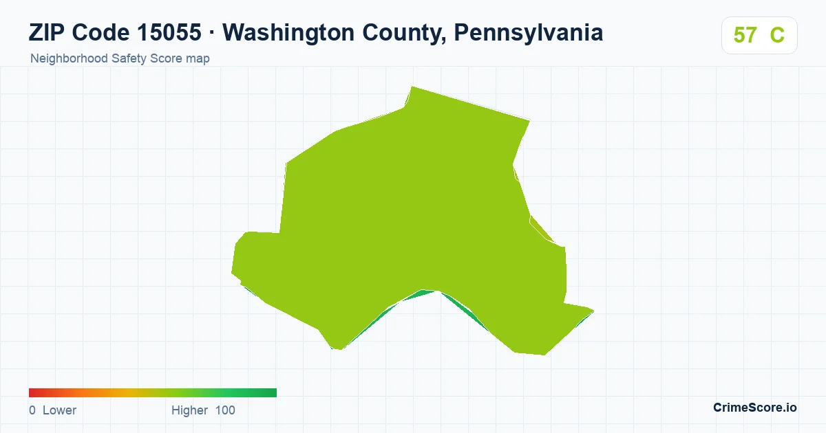ZIP Code 15055 in Washington County, Pennsylvania neighborhood Safety Score map