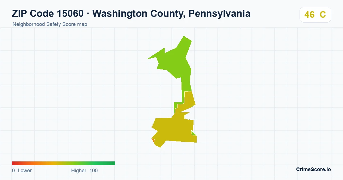 ZIP Code 15060 in Washington County, Pennsylvania neighborhood Safety Score map
