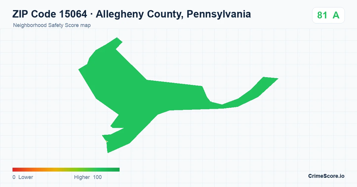 ZIP Code 15064 in Allegheny County, Pennsylvania neighborhood Safety Score map