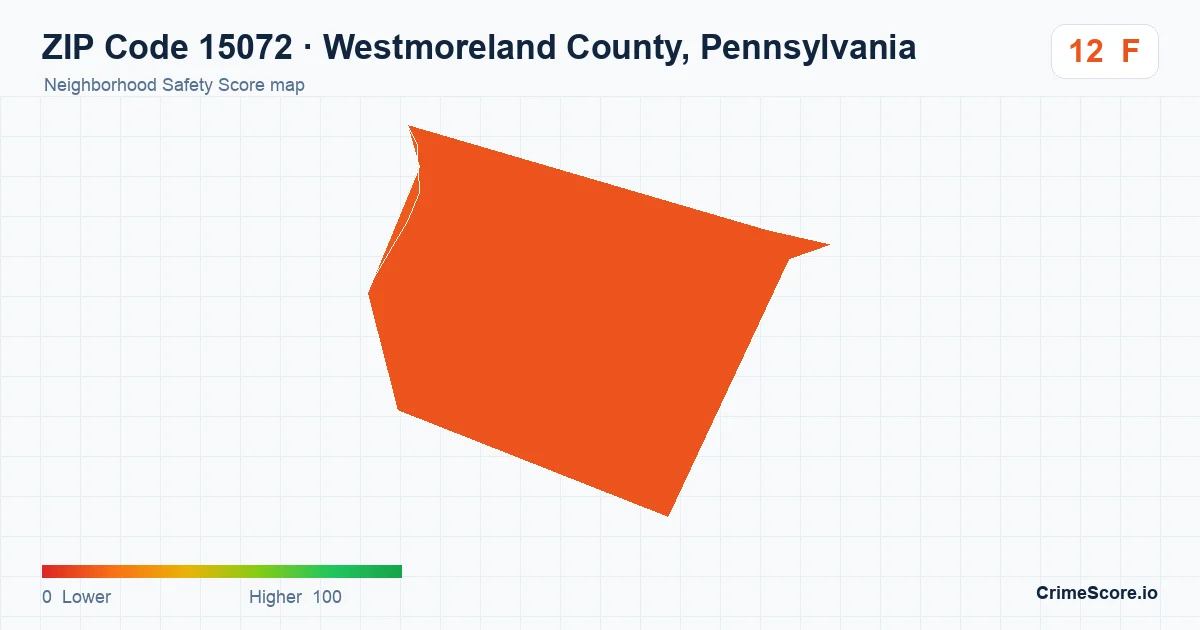 ZIP Code 15072 in Westmoreland County, Pennsylvania neighborhood Safety Score map