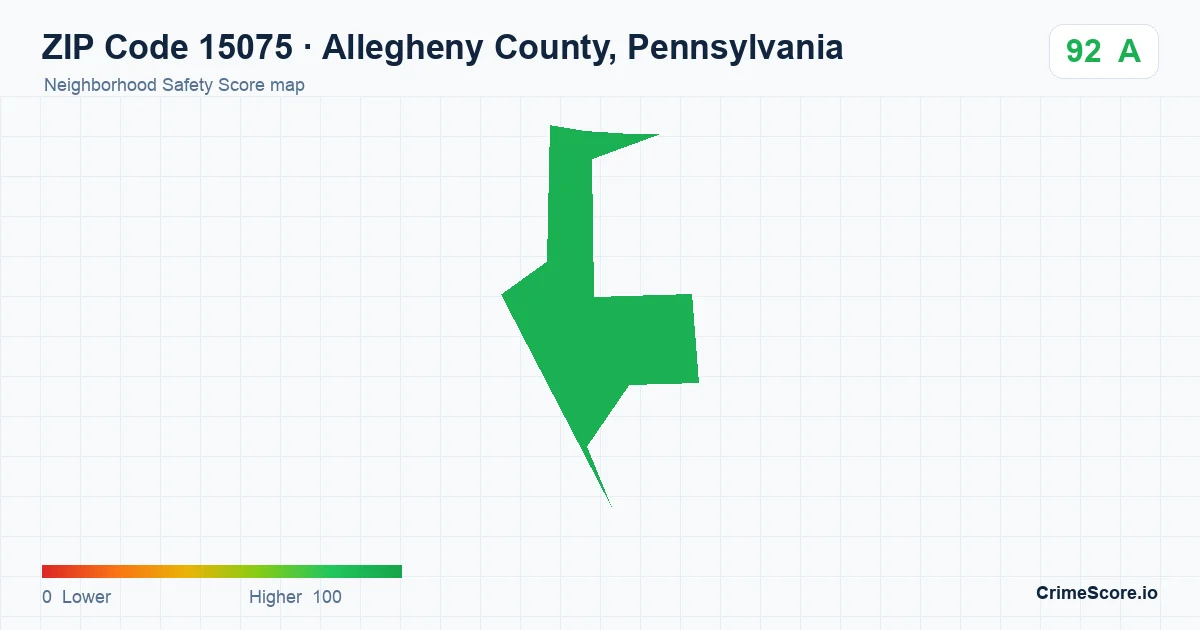 ZIP Code 15075 in Allegheny County, Pennsylvania neighborhood Safety Score map