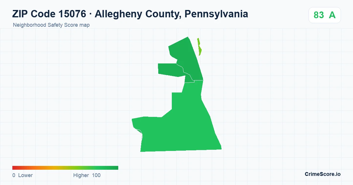 ZIP Code 15076 in Allegheny County, Pennsylvania neighborhood Safety Score map