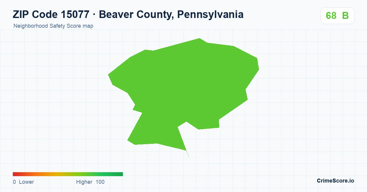 ZIP Code 15077 in Beaver County, Pennsylvania neighborhood Safety Score map