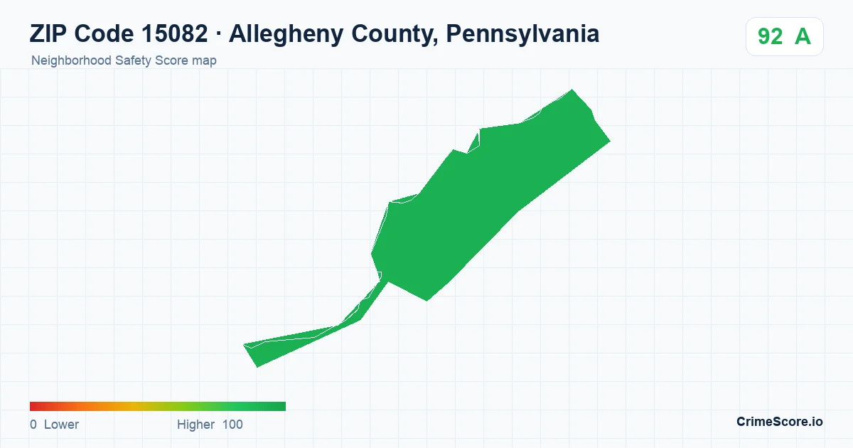 ZIP Code 15082 in Allegheny County, Pennsylvania neighborhood Safety Score map
