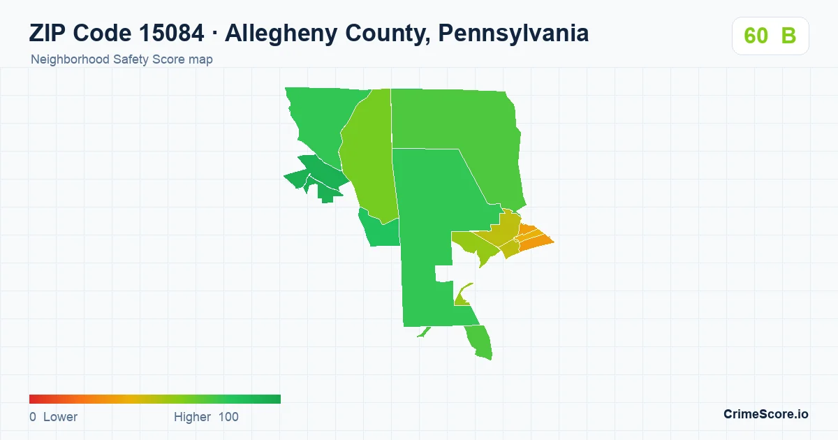 ZIP Code 15084 in Allegheny County, Pennsylvania neighborhood Safety Score map