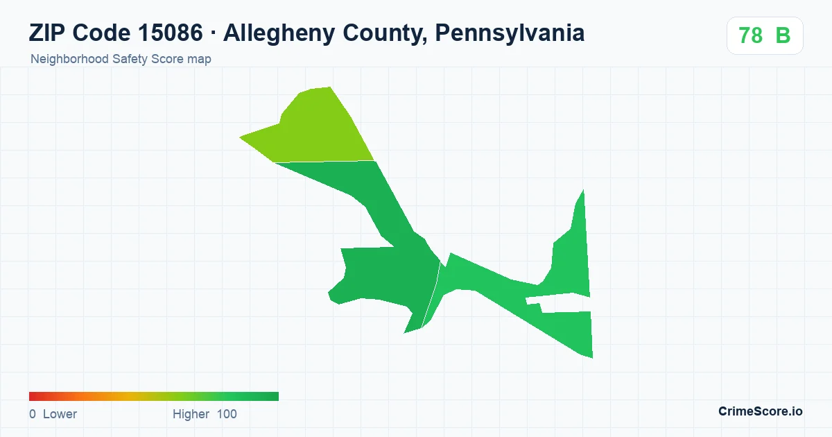 ZIP Code 15086 in Allegheny County, Pennsylvania neighborhood Safety Score map
