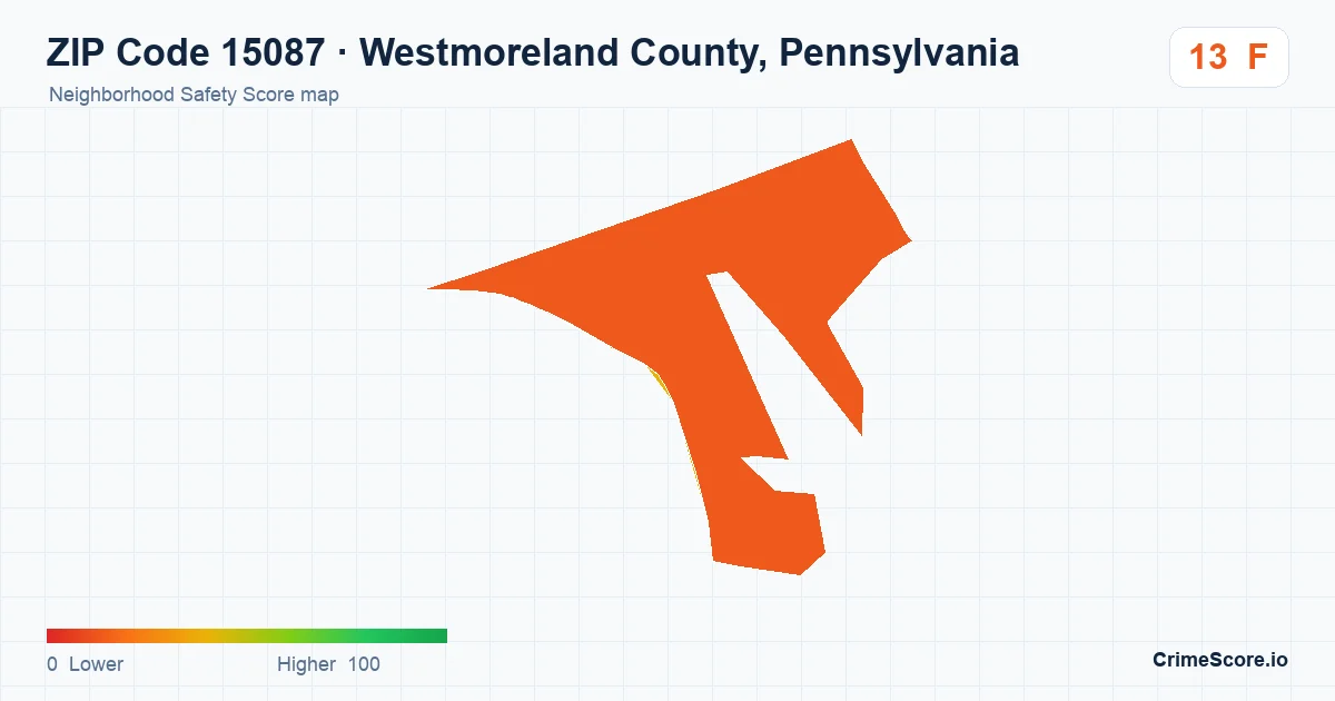ZIP Code 15087 in Westmoreland County, Pennsylvania neighborhood Safety Score map