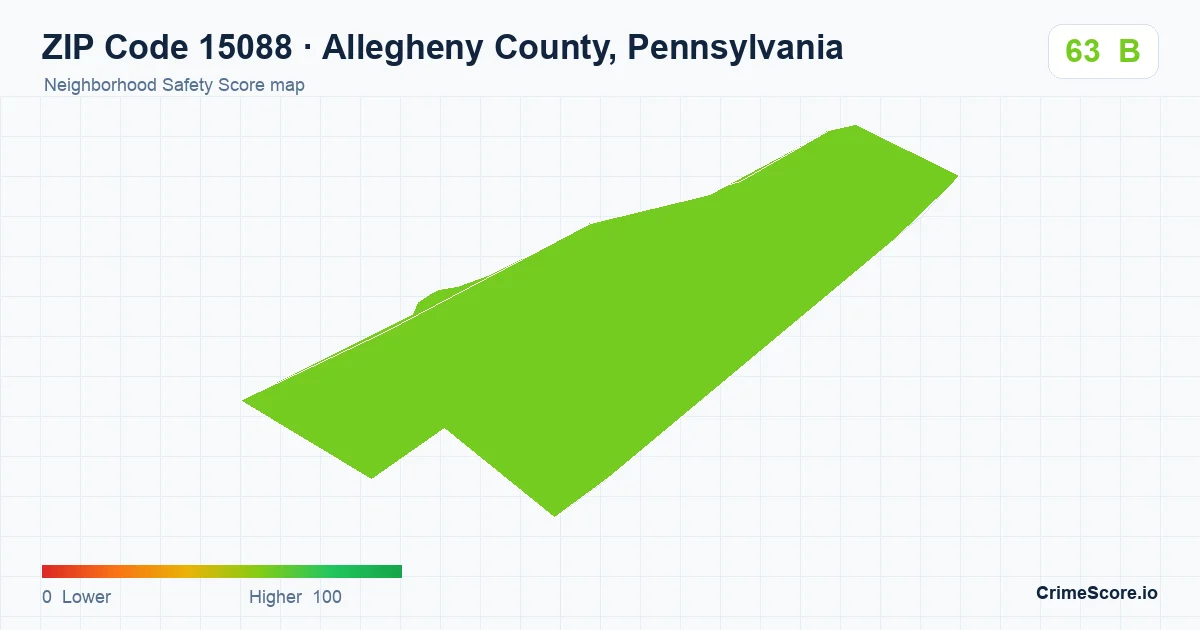 ZIP Code 15088 in Allegheny County, Pennsylvania neighborhood Safety Score map