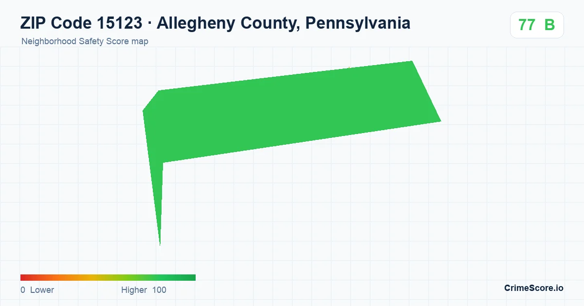 ZIP Code 15123 in Allegheny County, Pennsylvania neighborhood Safety Score map