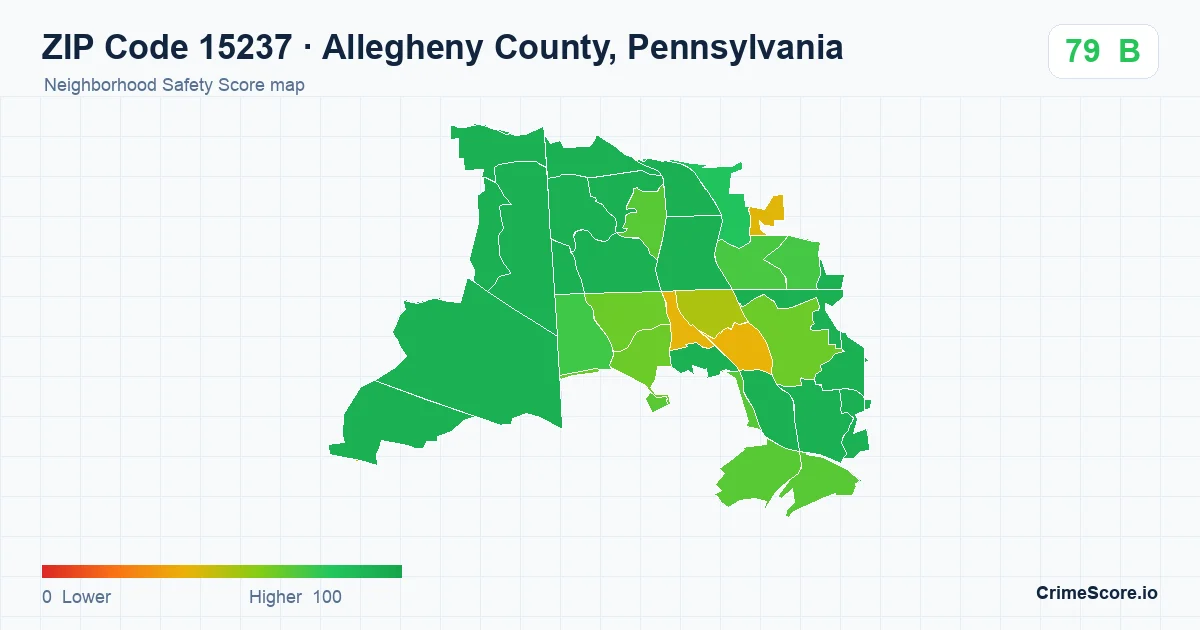 ZIP Code 15237 in Allegheny County, Pennsylvania neighborhood Safety Score map