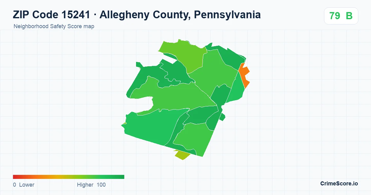 ZIP Code 15241 in Allegheny County, Pennsylvania neighborhood Safety Score map