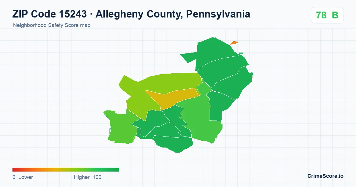 ZIP Code 15243 in Allegheny County, Pennsylvania neighborhood Safety Score map