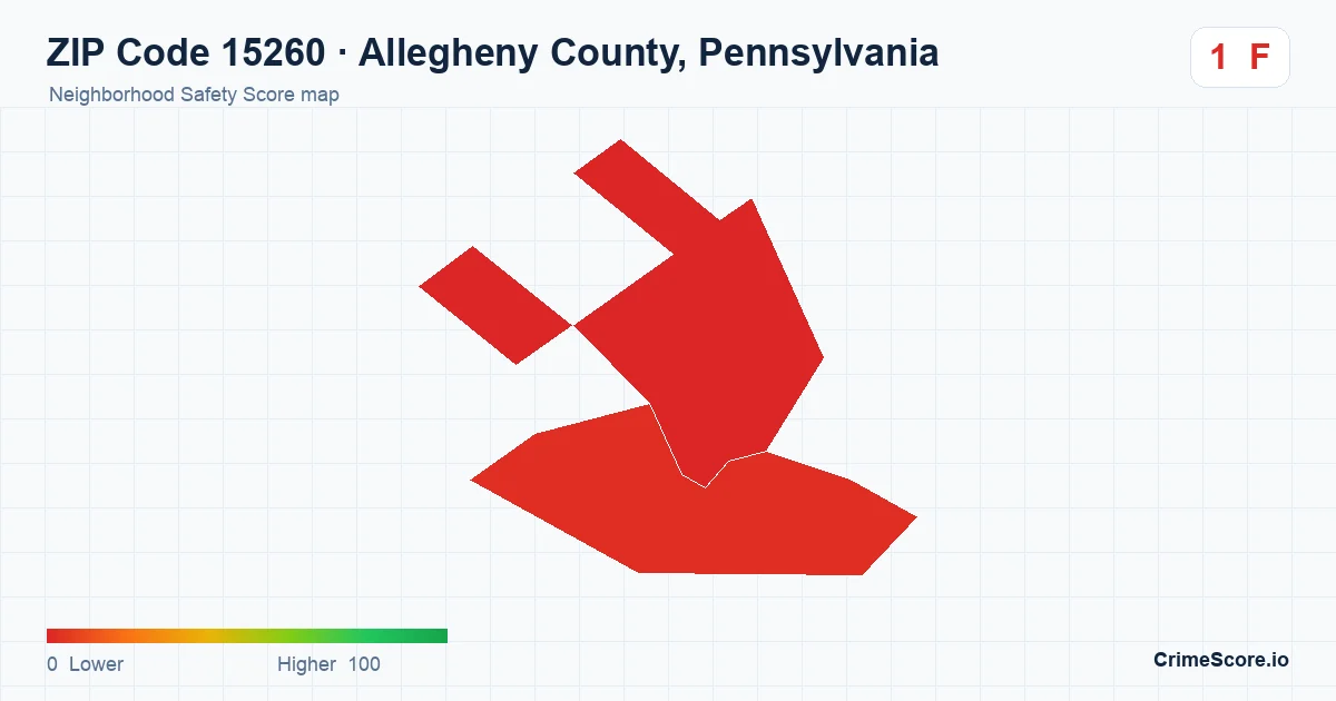 ZIP Code 15260 in Allegheny County, Pennsylvania neighborhood Safety Score map