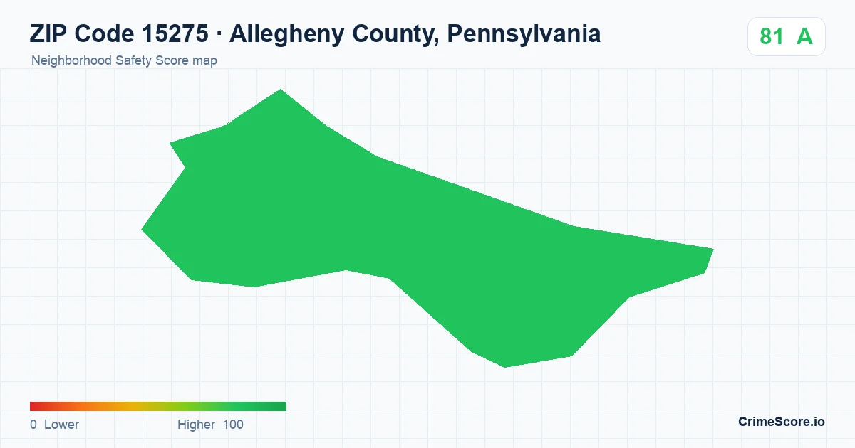 ZIP Code 15275 in Allegheny County, Pennsylvania neighborhood Safety Score map