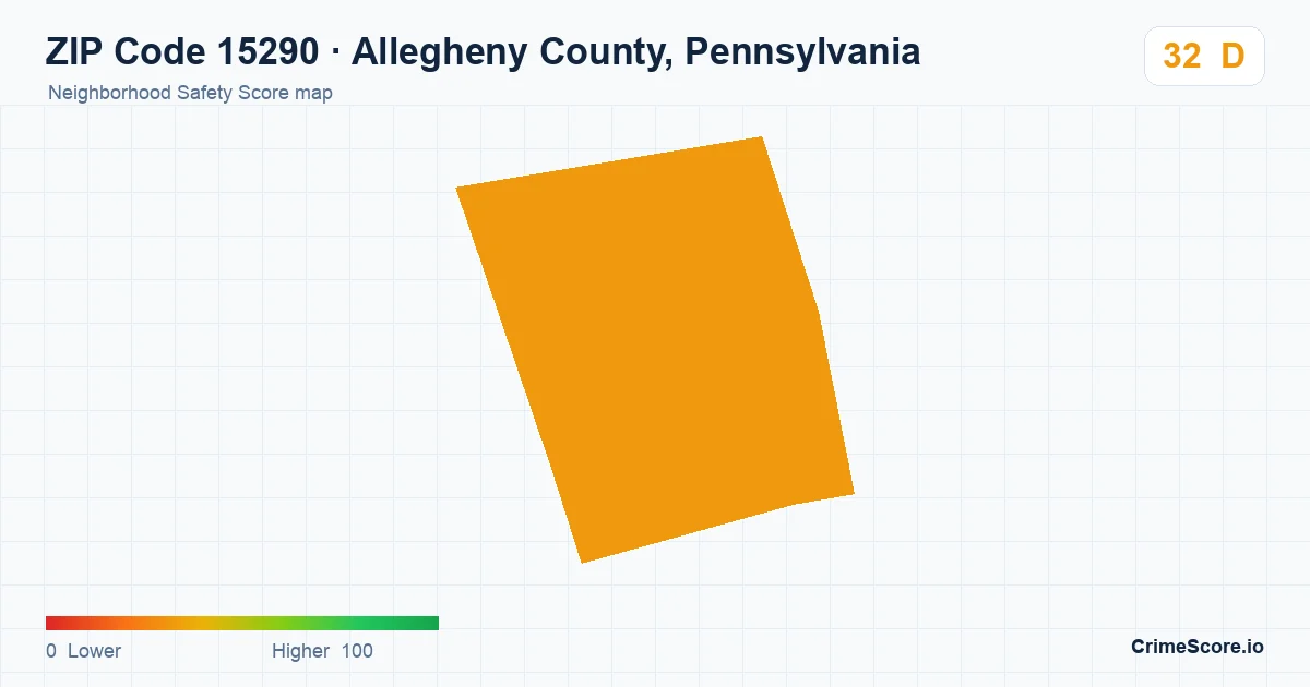 ZIP Code 15290 in Allegheny County, Pennsylvania neighborhood Safety Score map