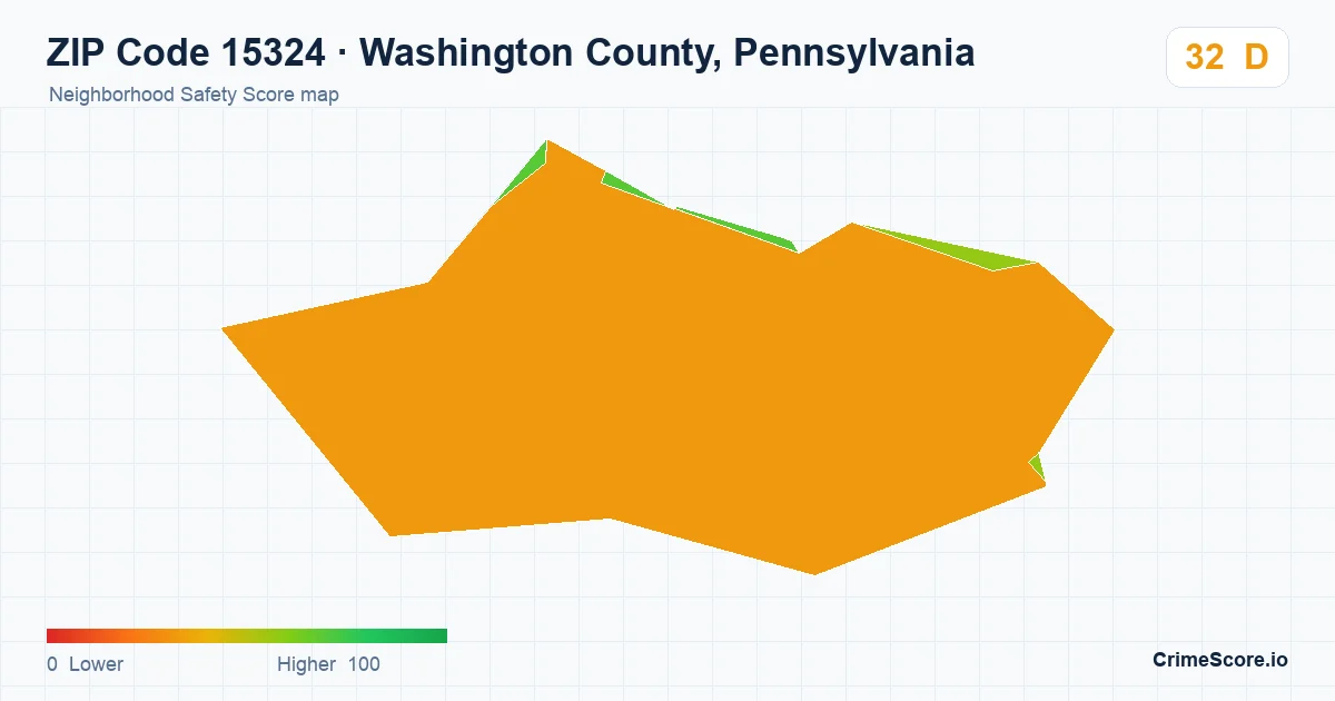 ZIP Code 15324 in Washington County, Pennsylvania neighborhood Safety Score map