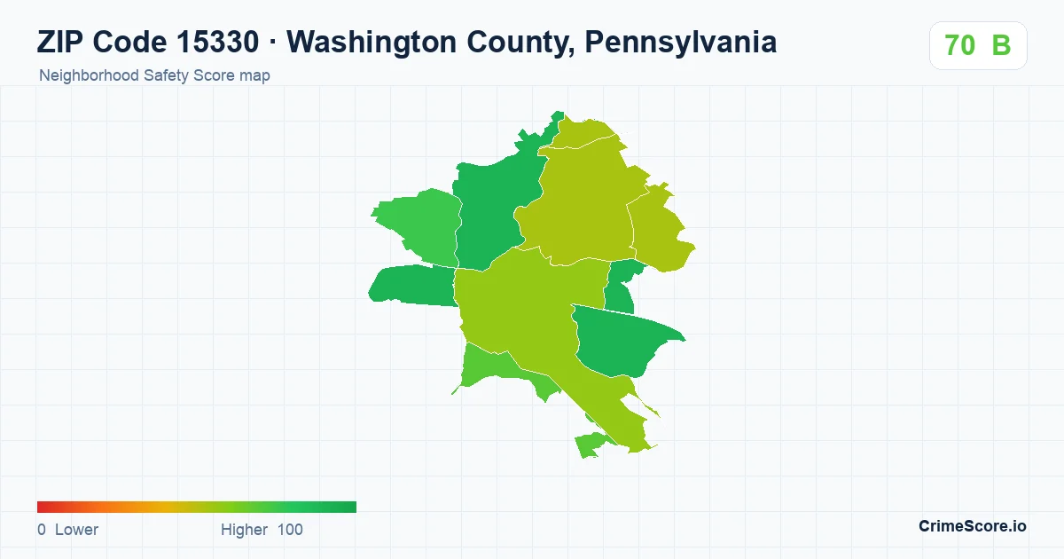 ZIP Code 15330 in Washington County, Pennsylvania neighborhood Safety Score map