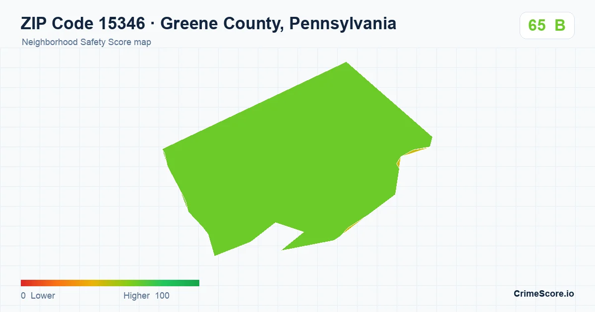 ZIP Code 15346 in Greene County, Pennsylvania neighborhood Safety Score map