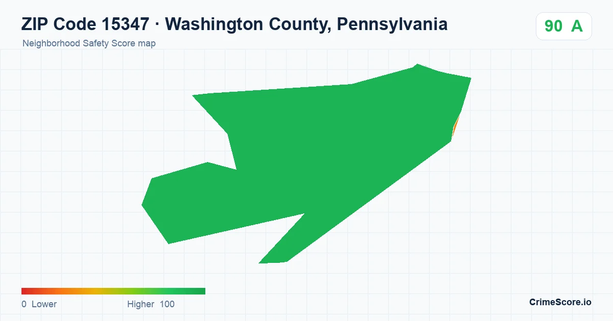 ZIP Code 15347 in Washington County, Pennsylvania neighborhood Safety Score map