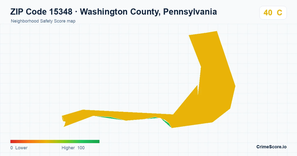 ZIP Code 15348 in Washington County, Pennsylvania neighborhood Safety Score map