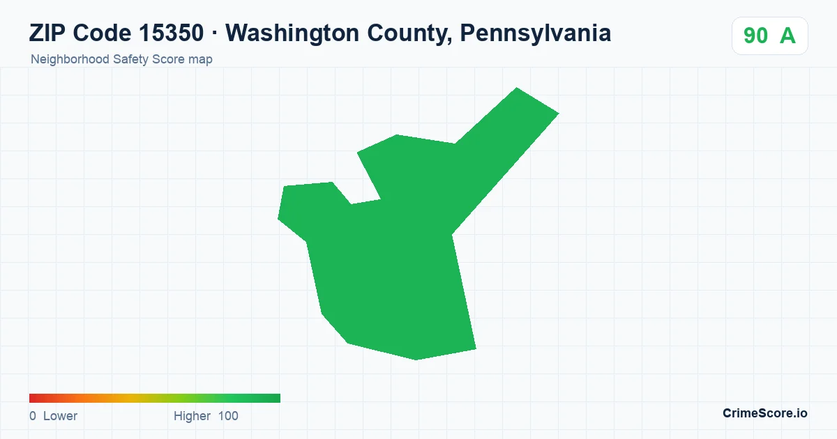ZIP Code 15350 in Washington County, Pennsylvania neighborhood Safety Score map