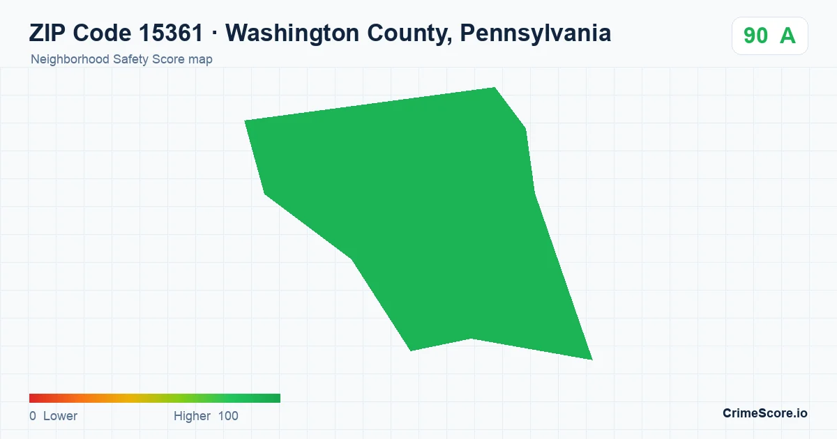 ZIP Code 15361 in Washington County, Pennsylvania neighborhood Safety Score map
