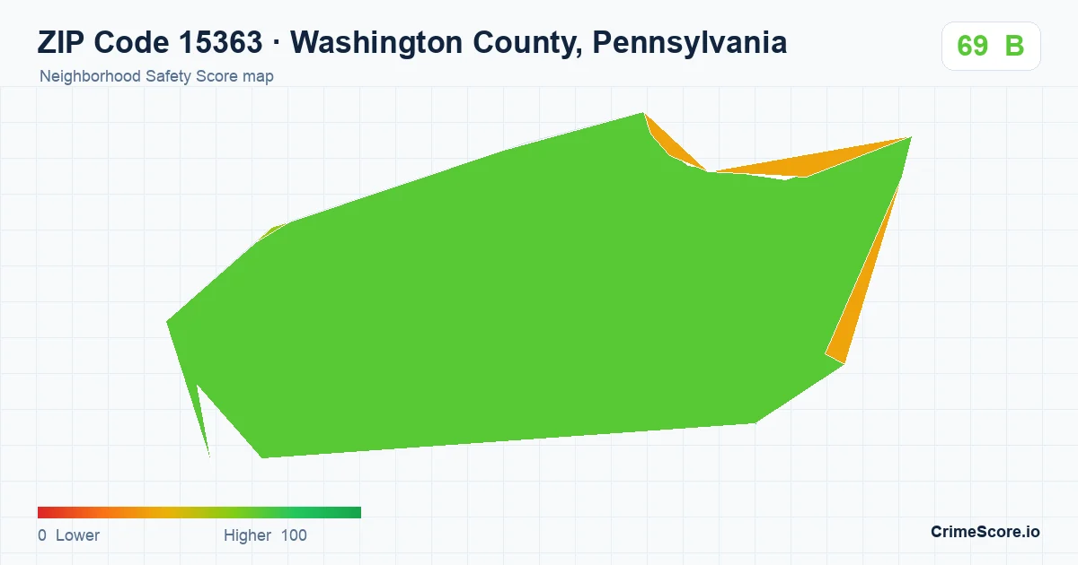 ZIP Code 15363 in Washington County, Pennsylvania neighborhood Safety Score map
