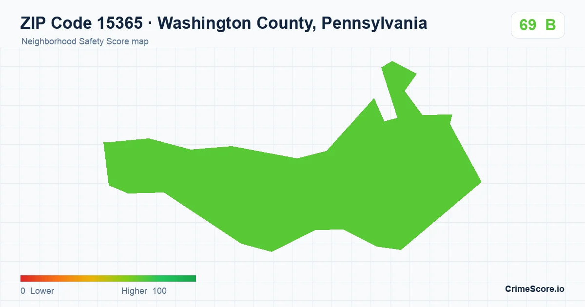 ZIP Code 15365 in Washington County, Pennsylvania neighborhood Safety Score map