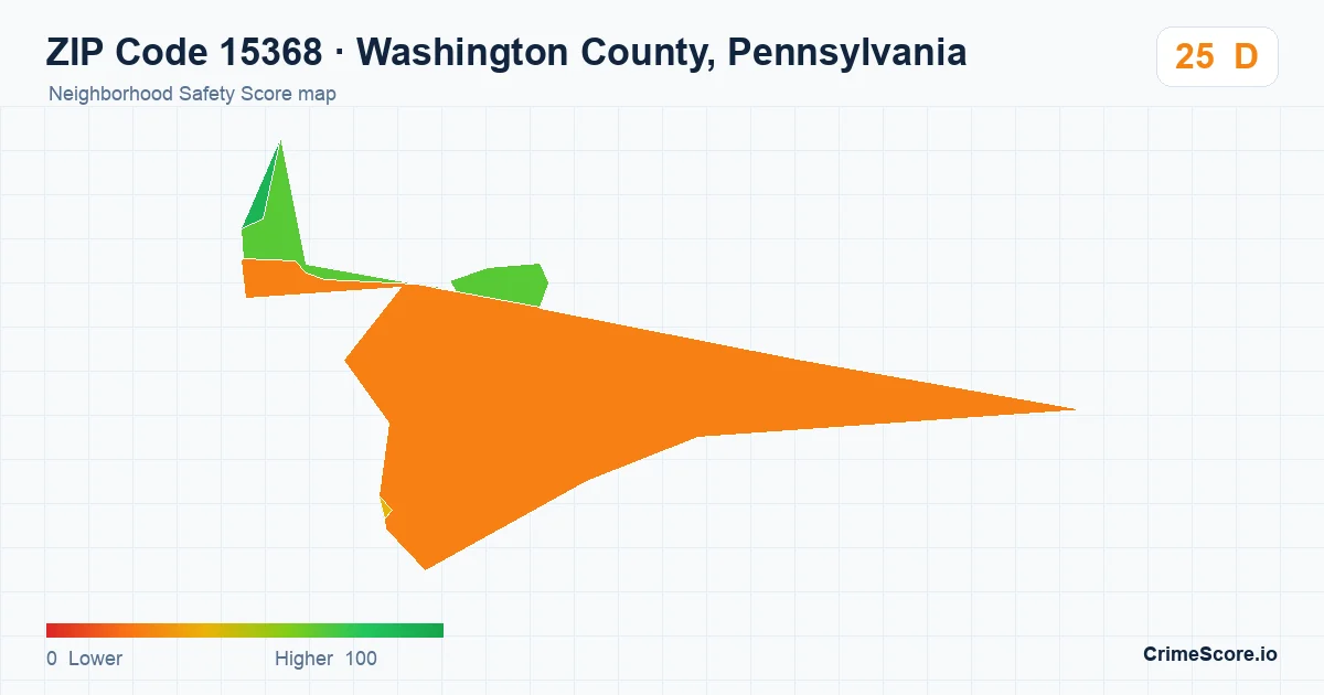 ZIP Code 15368 in Washington County, Pennsylvania neighborhood Safety Score map
