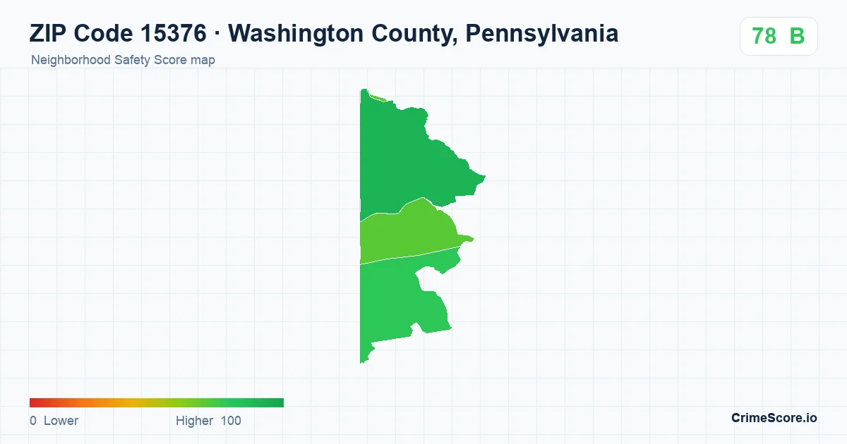 ZIP Code 15376 in Washington County, Pennsylvania neighborhood Safety Score map