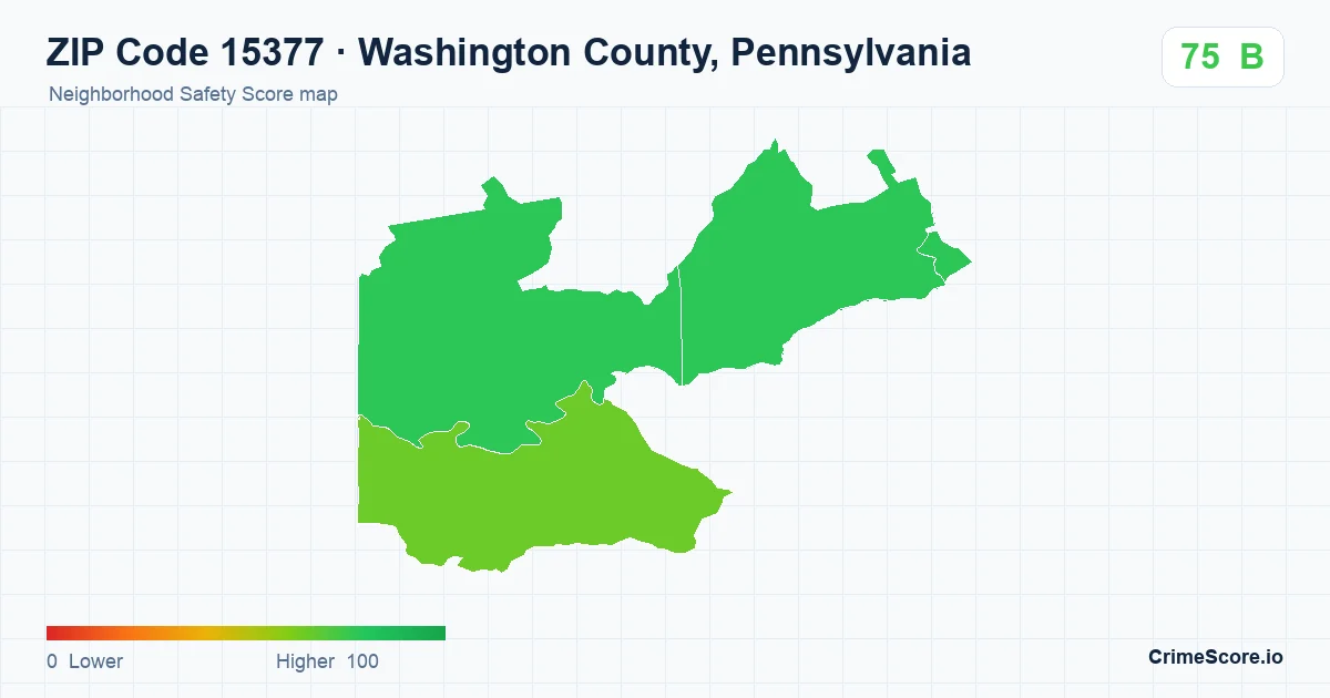ZIP Code 15377 in Washington County, Pennsylvania neighborhood Safety Score map