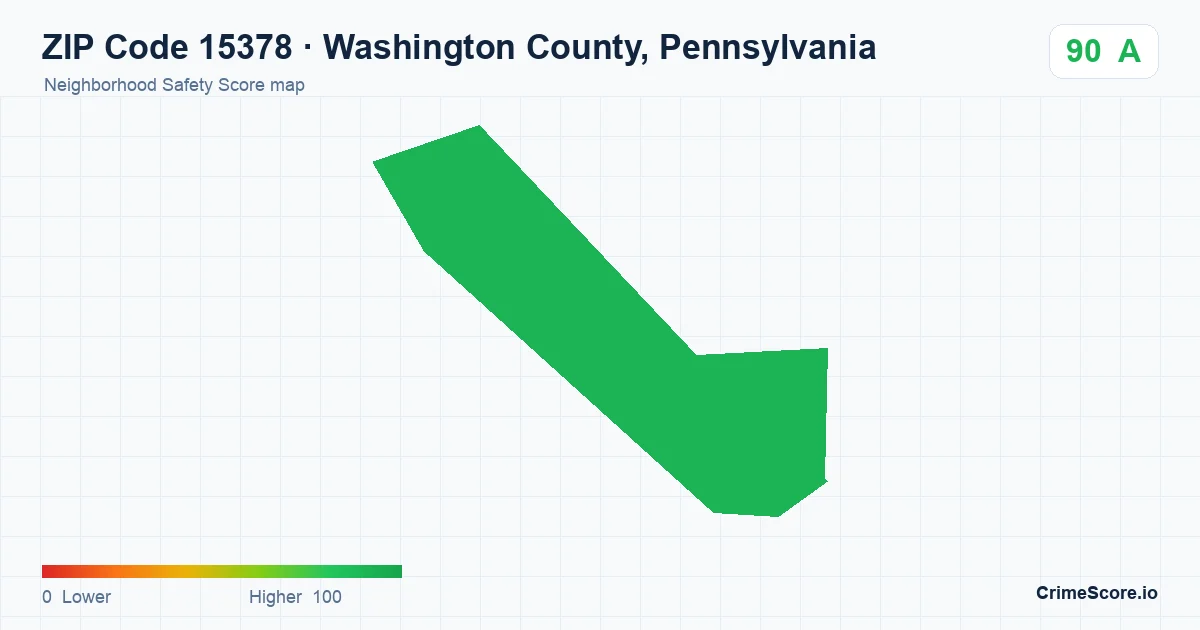 ZIP Code 15378 in Washington County, Pennsylvania neighborhood Safety Score map