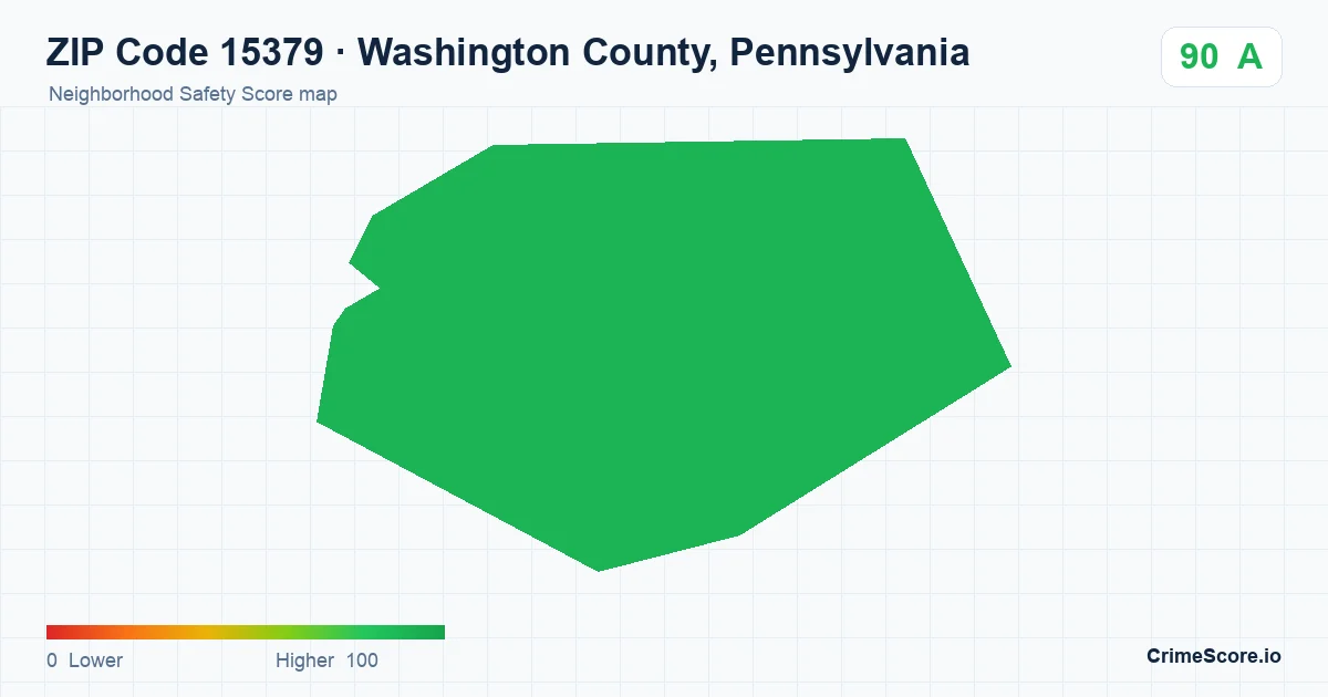 ZIP Code 15379 in Washington County, Pennsylvania neighborhood Safety Score map