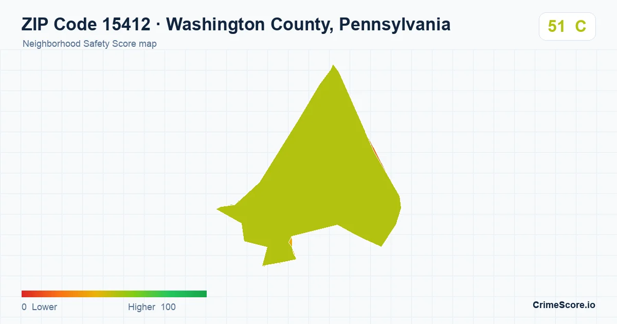 ZIP Code 15412 in Washington County, Pennsylvania neighborhood Safety Score map