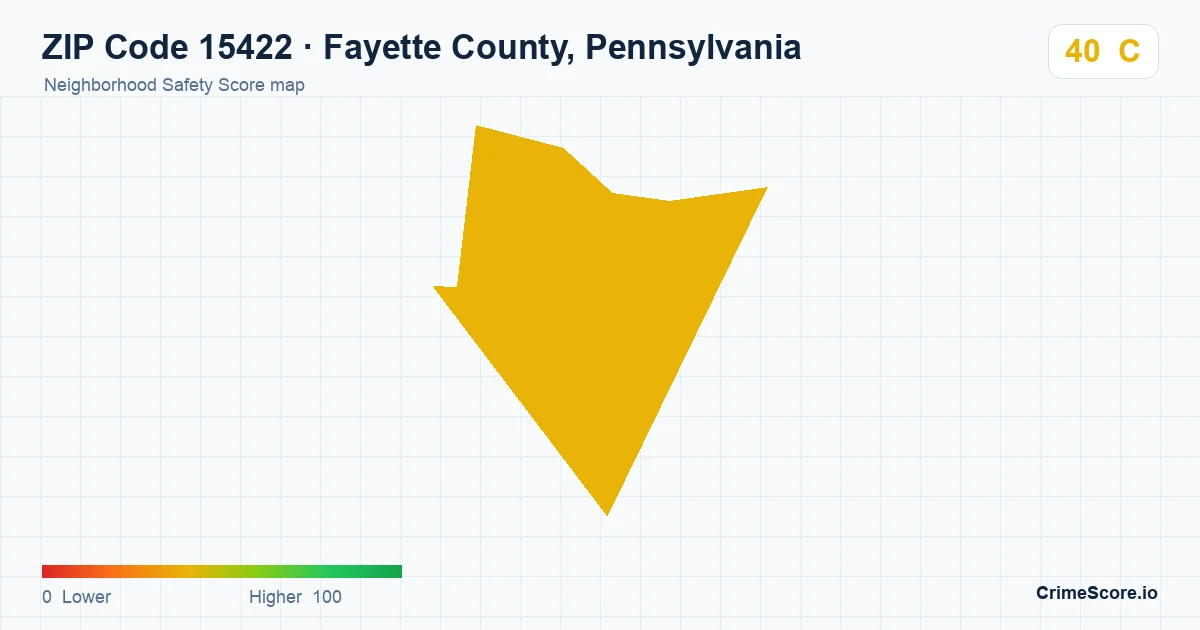 ZIP Code 15422 in Fayette County, Pennsylvania neighborhood Safety Score map