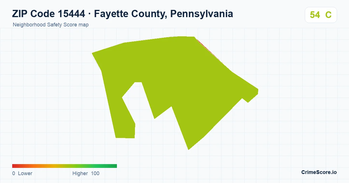 ZIP Code 15444 in Fayette County, Pennsylvania neighborhood Safety Score map