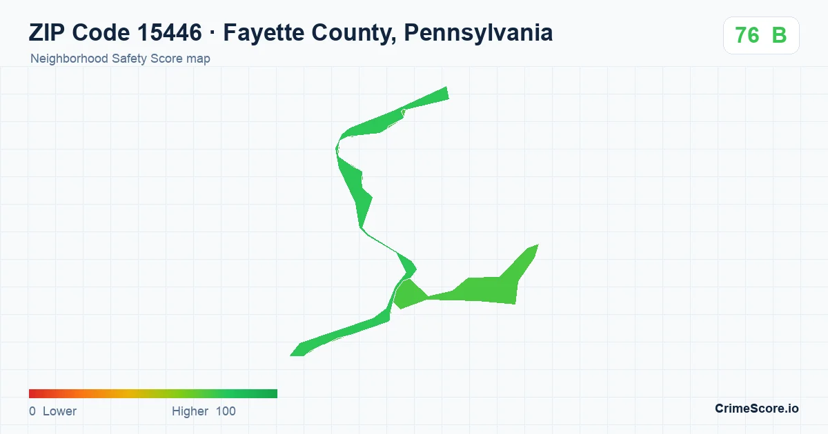 ZIP Code 15446 in Fayette County, Pennsylvania neighborhood Safety Score map