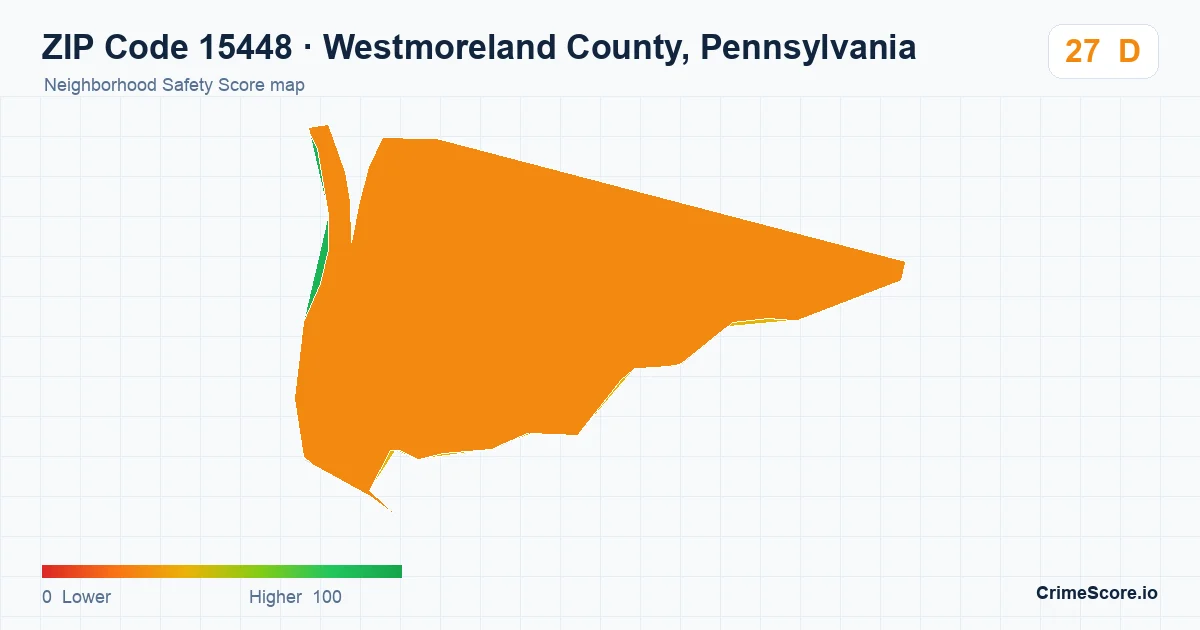 ZIP Code 15448 in Westmoreland County, Pennsylvania neighborhood Safety Score map
