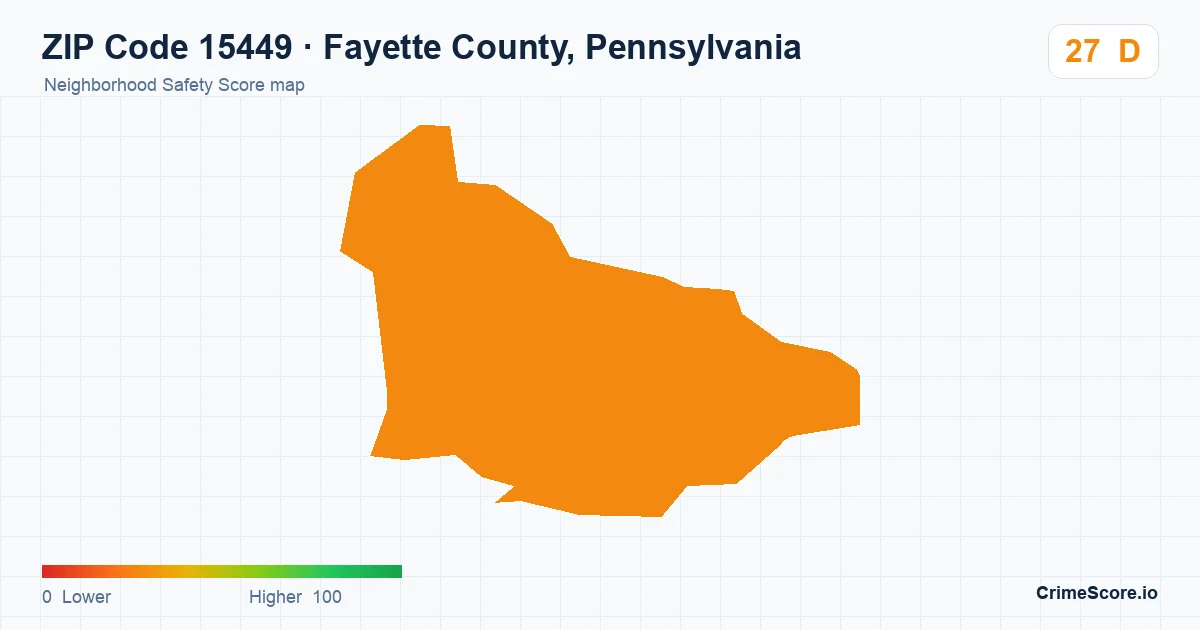 ZIP Code 15449 in Fayette County, Pennsylvania neighborhood Safety Score map