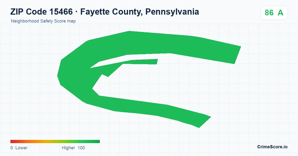 ZIP Code 15466 in Fayette County, Pennsylvania neighborhood Safety Score map