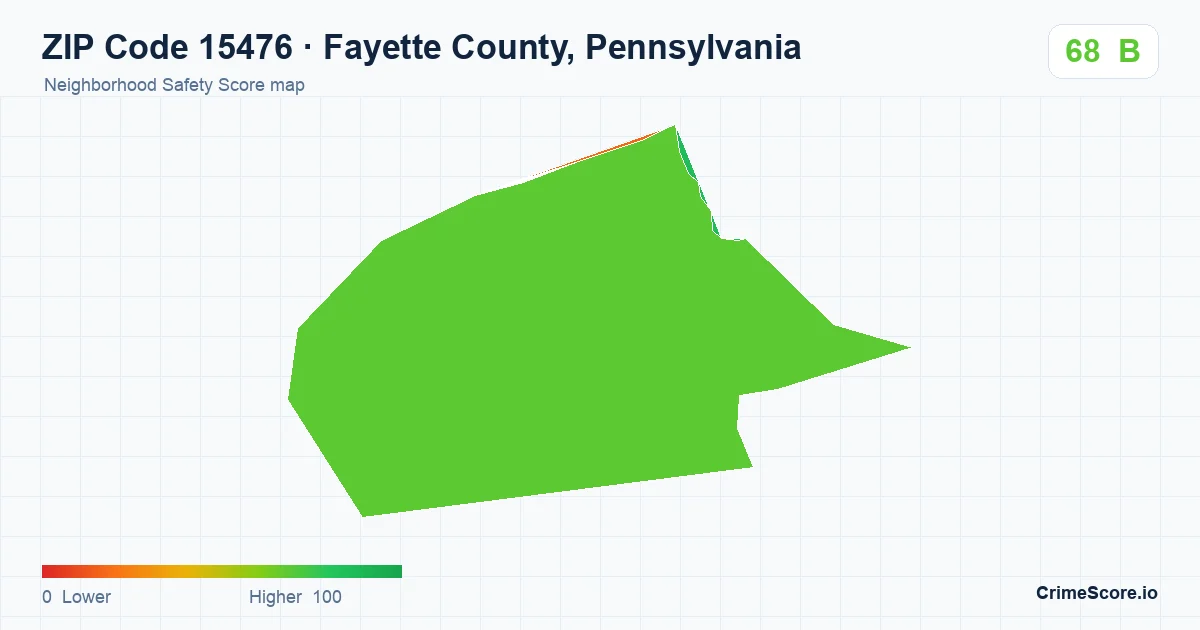 ZIP Code 15476 in Fayette County, Pennsylvania neighborhood Safety Score map