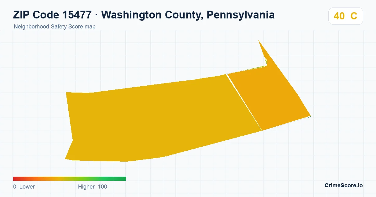ZIP Code 15477 in Washington County, Pennsylvania neighborhood Safety Score map
