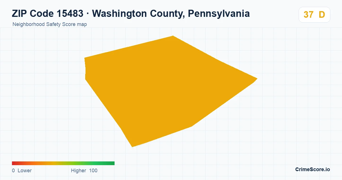 ZIP Code 15483 in Washington County, Pennsylvania neighborhood Safety Score map