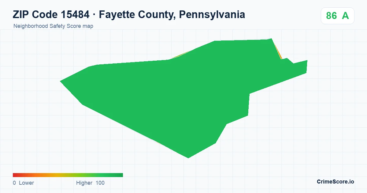 ZIP Code 15484 in Fayette County, Pennsylvania neighborhood Safety Score map