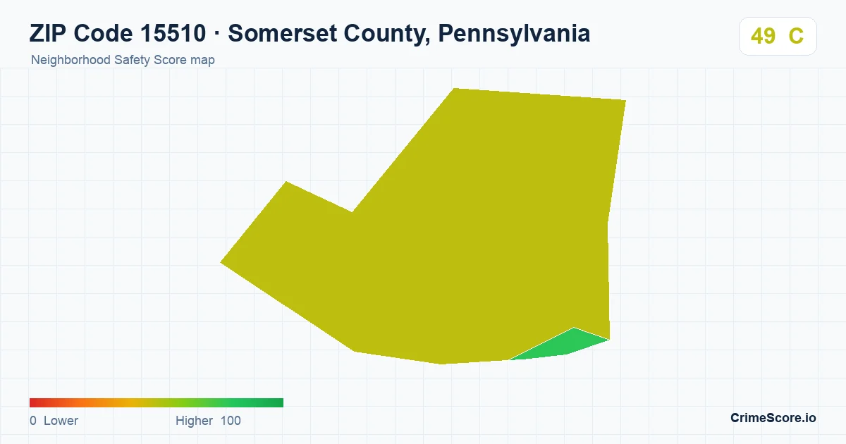 ZIP Code 15510 in Somerset County, Pennsylvania neighborhood Safety Score map