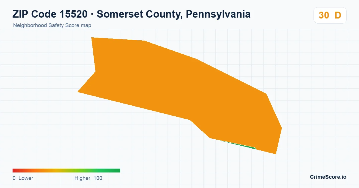 ZIP Code 15520 in Somerset County, Pennsylvania neighborhood Safety Score map