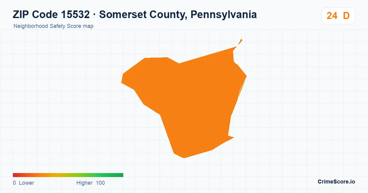 ZIP Code 15532 in Somerset County, Pennsylvania neighborhood Safety Score map
