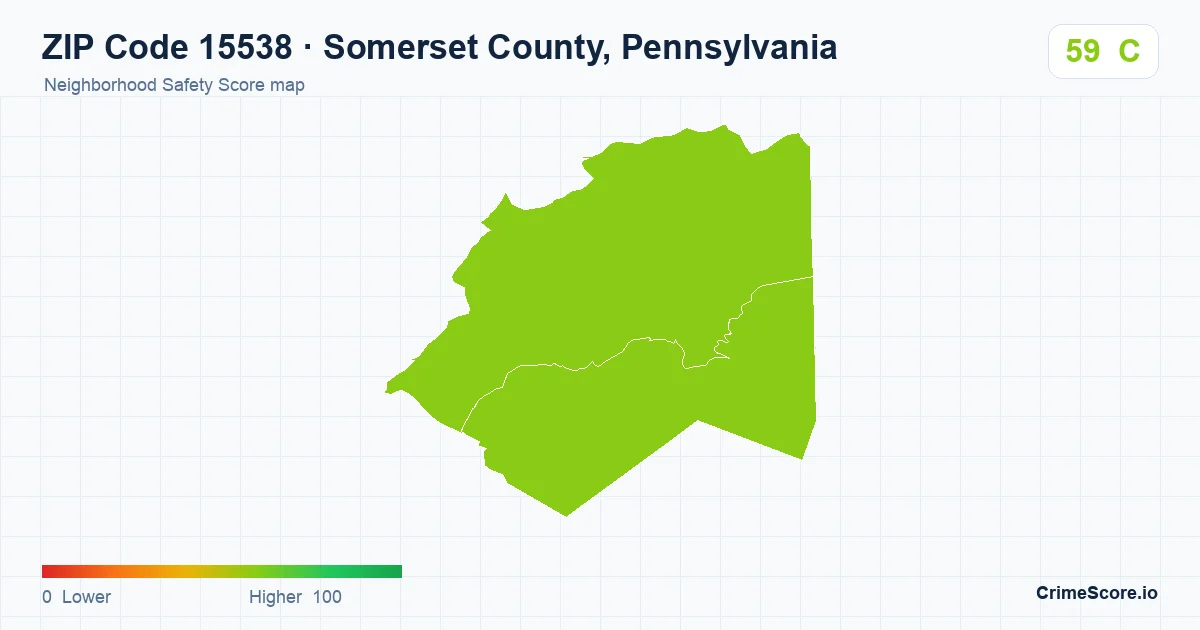 ZIP Code 15538 in Somerset County, Pennsylvania neighborhood Safety Score map